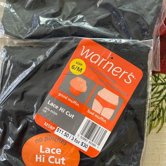 Warner’s Hi-Cut Panties 7 pair, 1 nude, 3 white, 3 black, NWT, Size 6/M - Picture 3 of 5